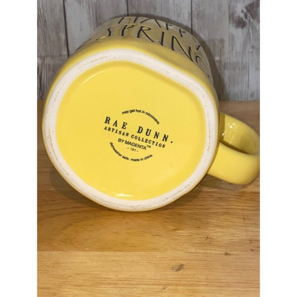 Rae Dunn Ceramic Yellow Happy Spring Easter Coffee Tea Mug Cup - Picture 6 of 7